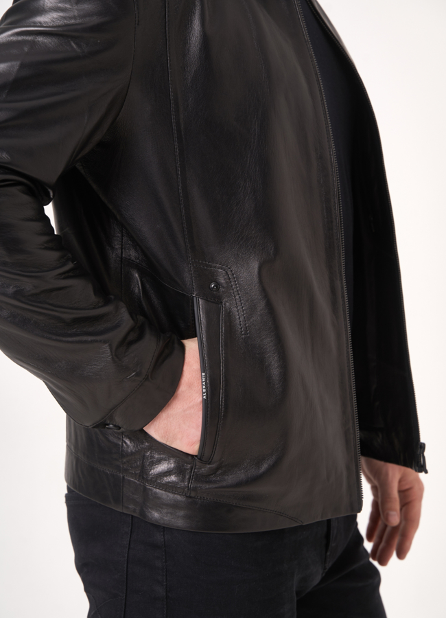 Мужская куртка из натуральной кожи на молнии модель № 805 в рассрочку