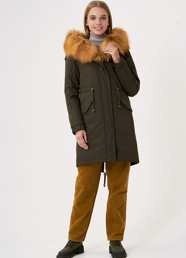 Парка с меховой отделкой из лисы модель № 21799 универмаг малина
