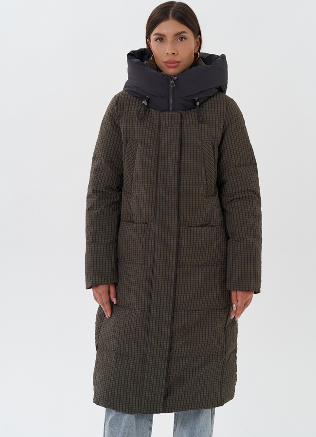 фото Женский пуховик с принтом модель № 28566