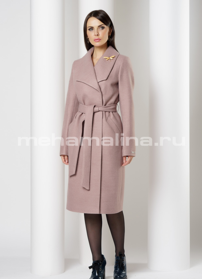 Пальто с отложным воротником на поясе модель № 010 универмаг малина