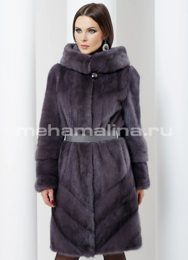 Норковая шуба модель № S-486 меха малина