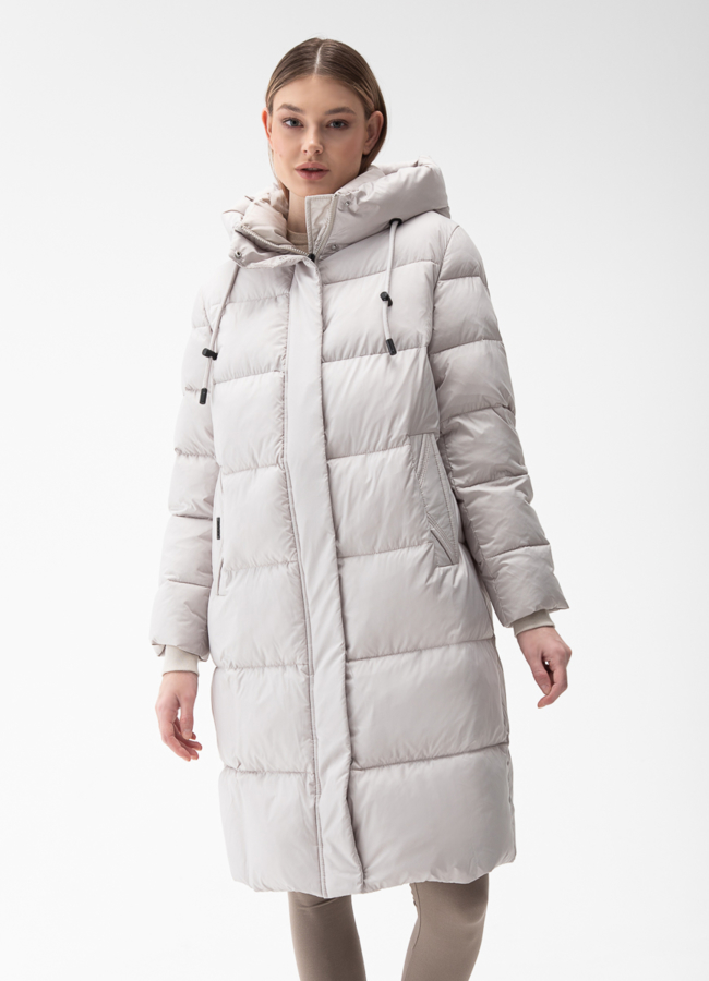 Женский пуховик с капюшоном  модель № 28408 меха малина Женский пуховик с капюшоном  модель № 28408 меха малина