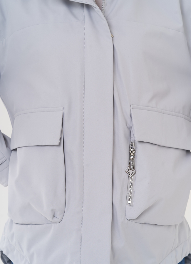 Женская куртка с капюшоном серого цвета модель № 27006 универмаг малина