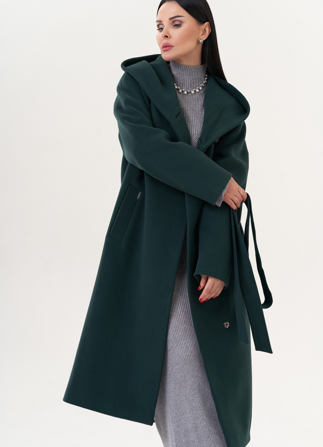 Пальто с капюшоном модель № 25608 в кредит