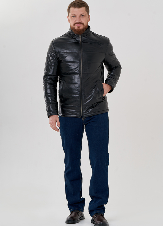 фото Утепленная кожаная куртка модель № 79189