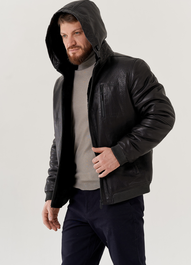 Мужская дубленка черного цвета модель № 79287 в рассрочку