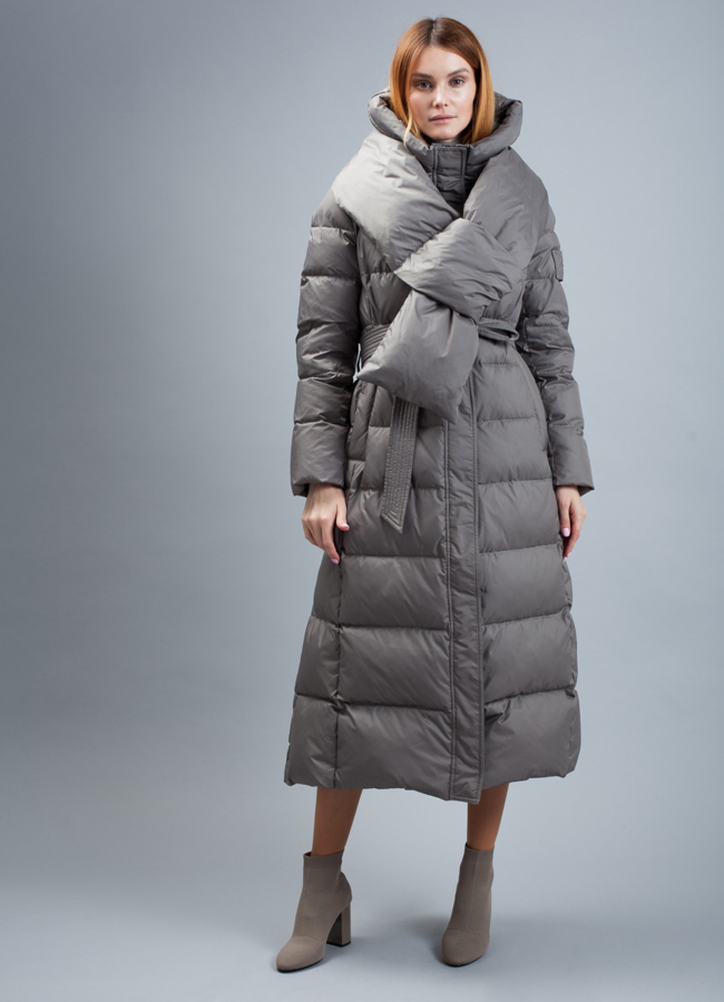 Пуховик на биопухе модель № П-316 меха малина