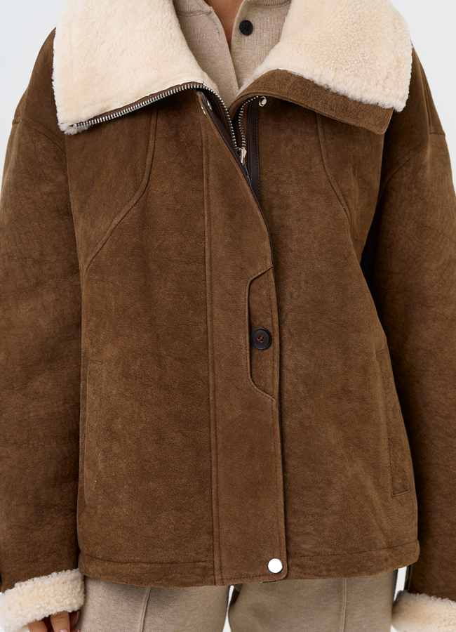 Женская натуральная дубленка в коричневом цвете модель № 31571 универмаг малина Женская натуральная дубленка в коричневом цвете модель № 31571 универмаг малина