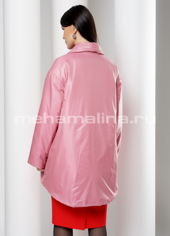 Укороченное пальто в розовом цвете модель № 122 в кредит