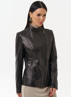 Куртка кожаная черного цвета