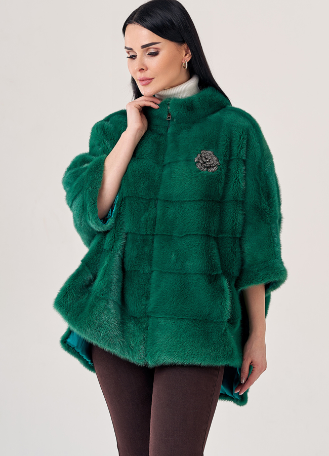 Короткая шуба из норки на молнии  модель № 23822 универмаг малина