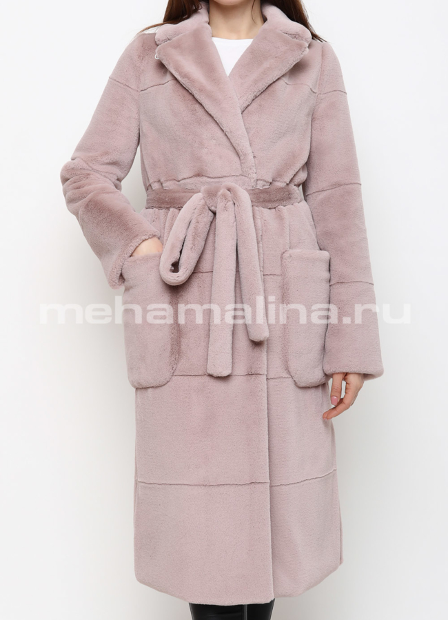 Эко шуба бежевого цвета модель № 751 универмаг малина