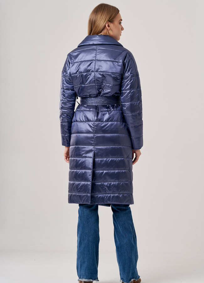 Женское демисезонное пальто синего цвета модель № 20712 в кредит