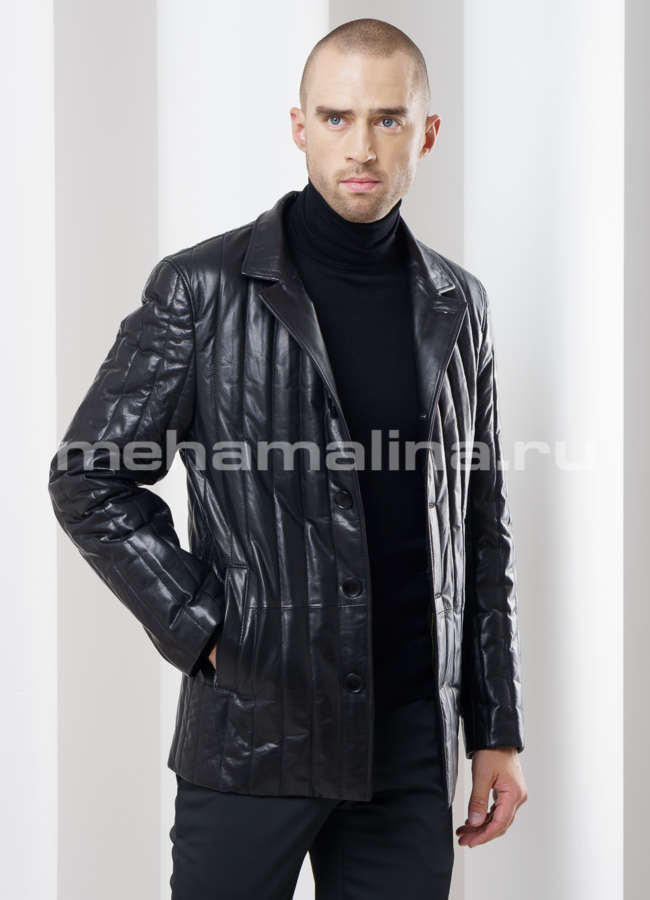 Мужская кожаная куртка модель № KP-159 универмаг малина