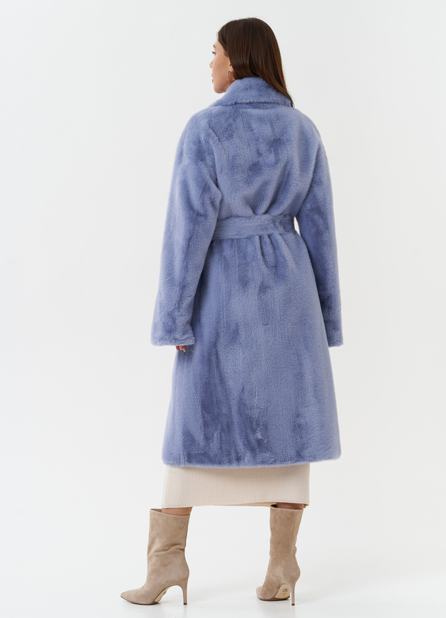 Пальто из эко меха с английским воротником модель № 27723 универмаг малина