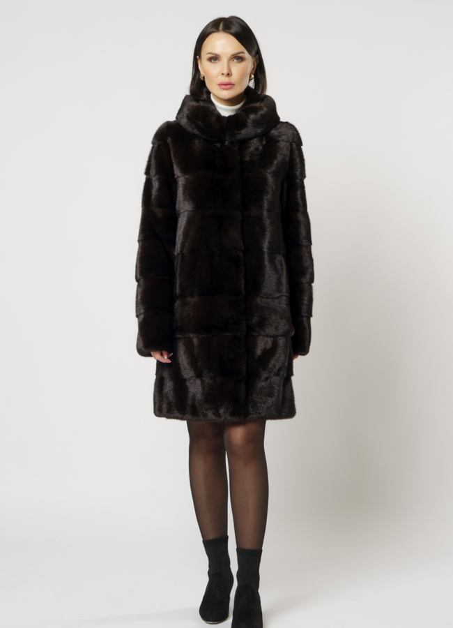 Норковая шуба трансформер в цвете махагон модель № 2105 универмаг малина