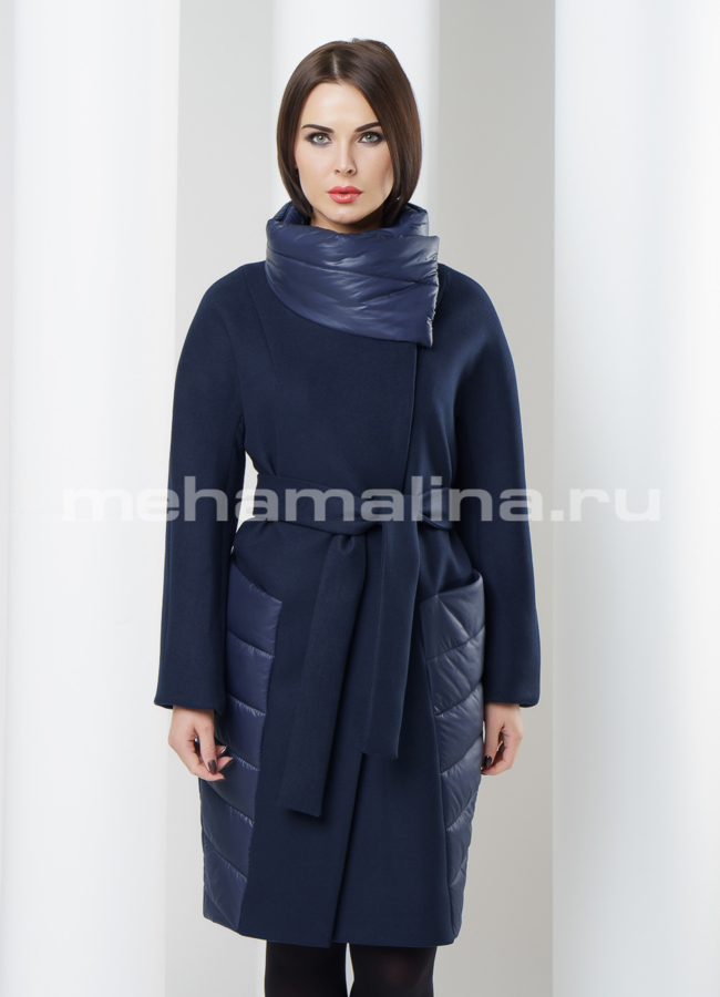 Пальто прямое модель № BP-53 меха малина