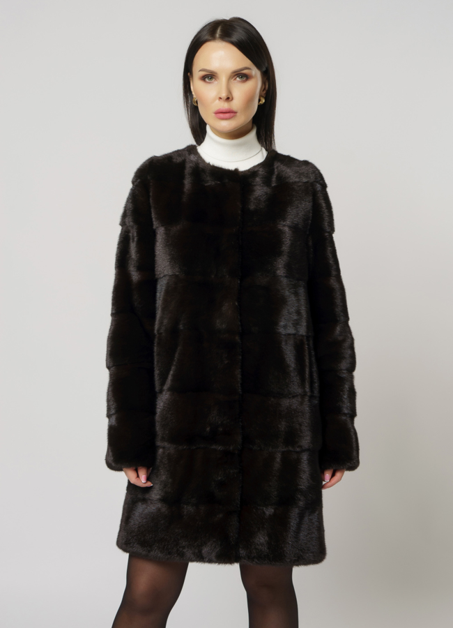 Норковая шуба трансформер в цвете махагон модель № 2105 универмаг малина