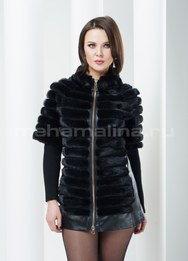 Меховой жакет из норки на молнии модель № M-30 меха малина