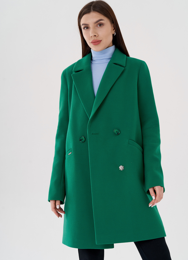 Женское пальто-пиджак в зеленом цвете модель № 24326 универмаг малина