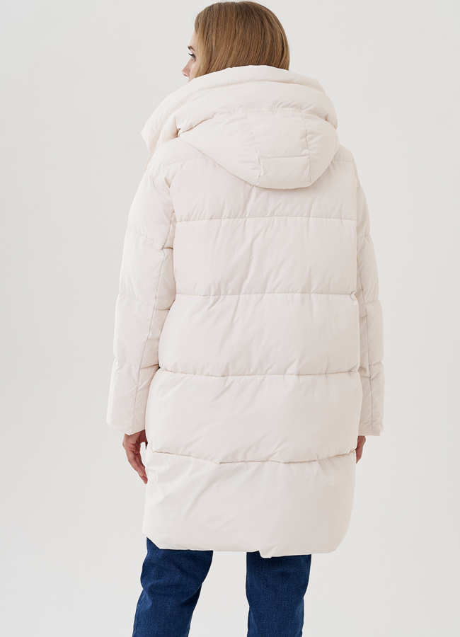 Женский пуховик с капюшоном  модель № 82041 универмаг малина