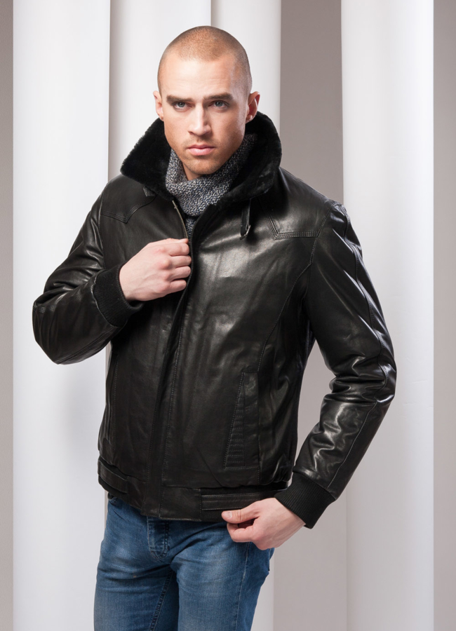 Дубленка мужская модель № DM-44 меха малина