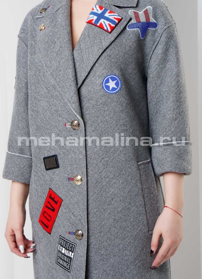 Пальто с аппликацией  модель № BP-143 универмаг малина