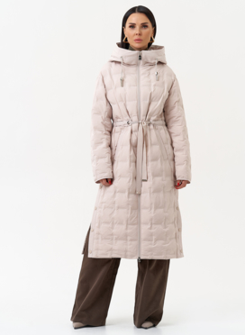 Женское утепленное пальто с капюшоном