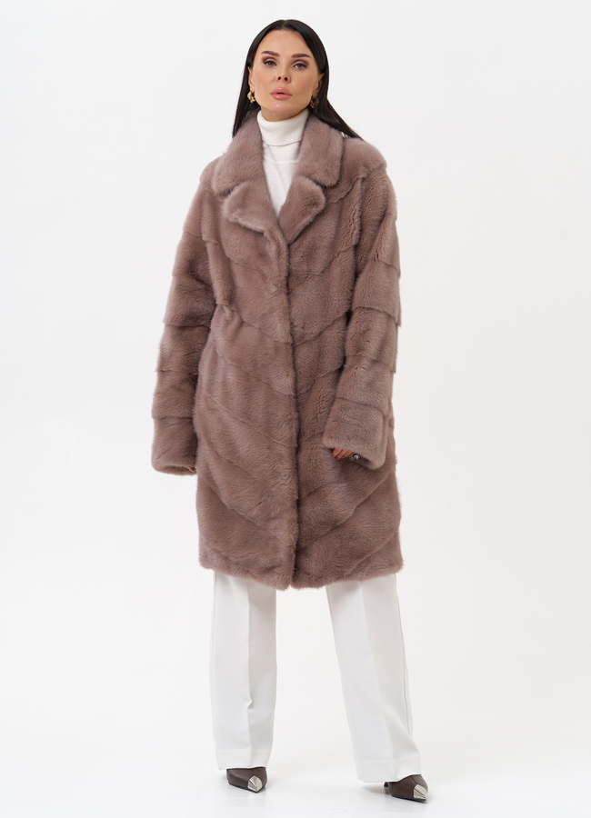 фото Шуба из норки с английским воротником модель № 28931