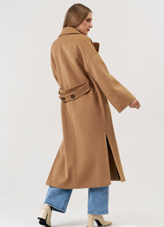 Двубортное женское пальто в длине макси модель № 21347 универмаг малина