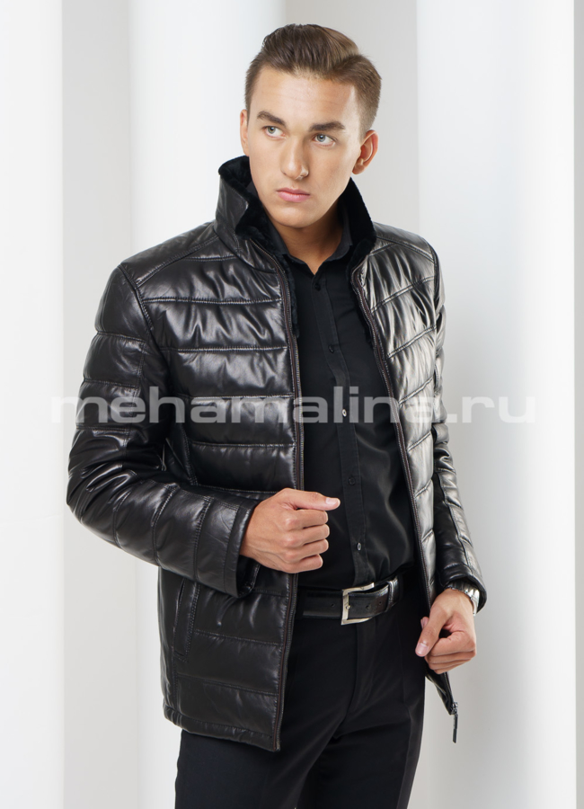 Пуховик на молнии модель № ПМ-65 меха малина