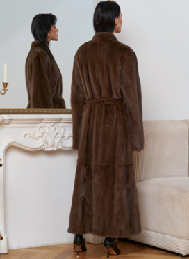 Женская длинная шуба из меха норки