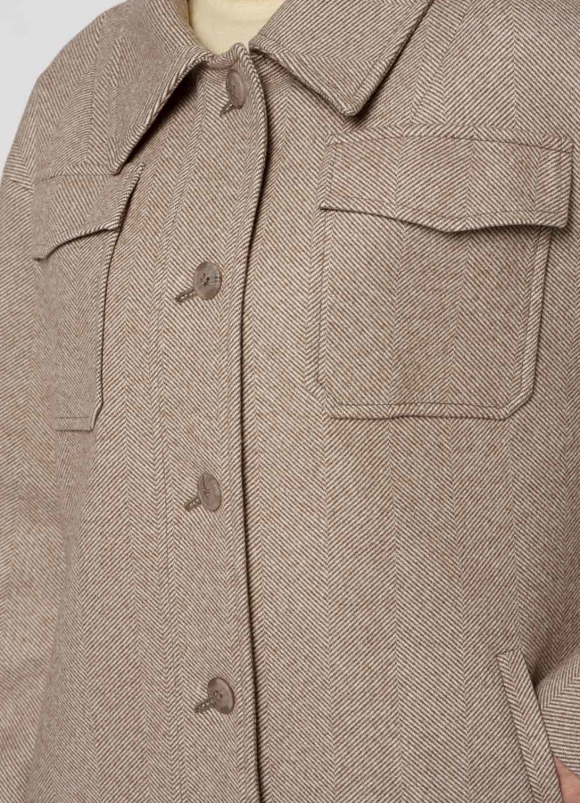 Женское пальто-рубашка коричневого цвета модель № 20763 универмаг малина