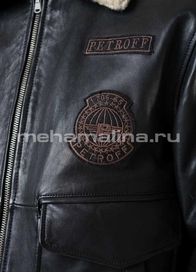 Кожаная утепленная куртка модель № KP-220 универмаг малина