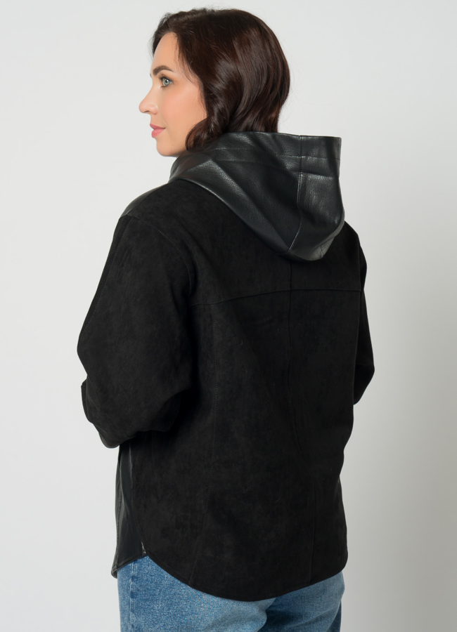 Куртка из эко кожи в черном цвете модель № 20677 в рассрочку