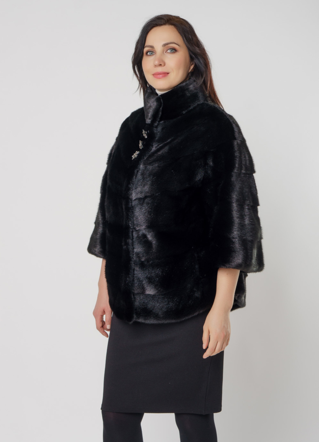 Укороченная шуба из черной норки модель № 38 универмаг малина