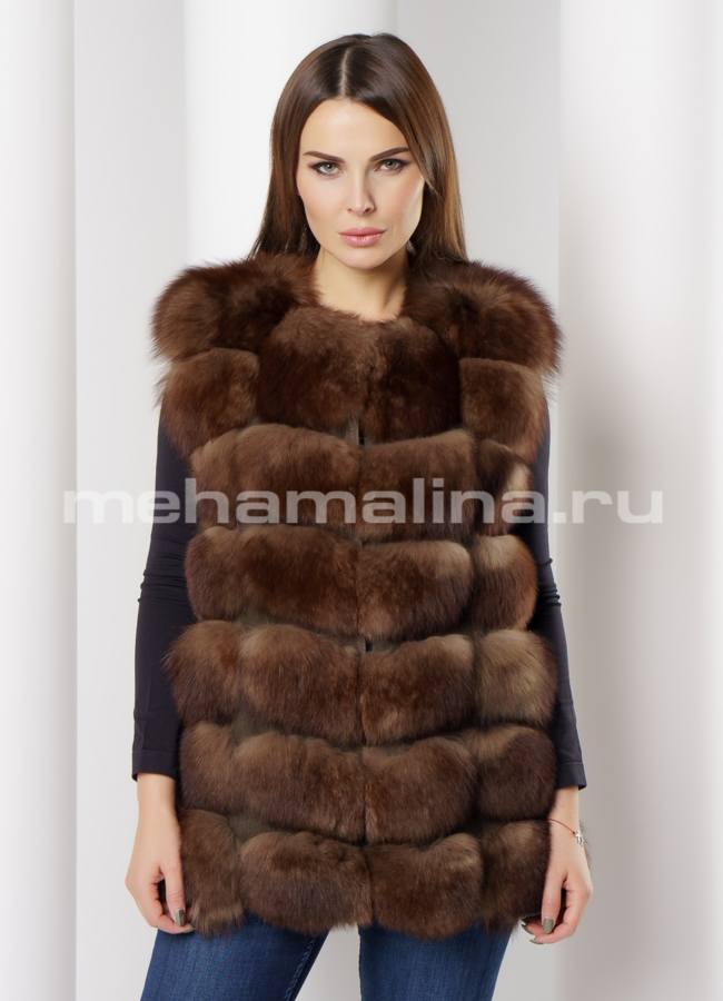 Жилет модель № M-157 меха малина