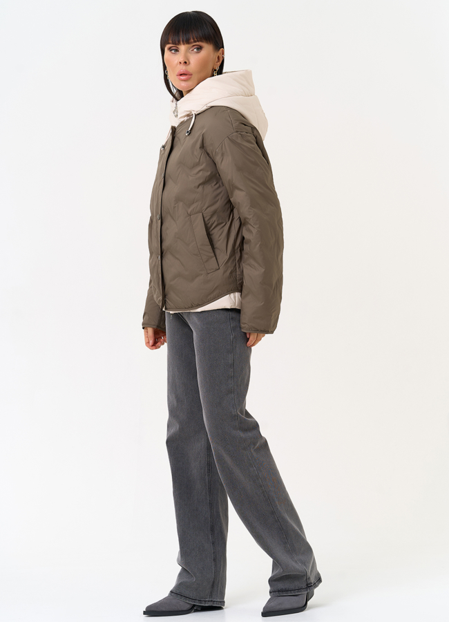 Женская куртка с контрастным капюшоном модель № 31542 универмаг малина