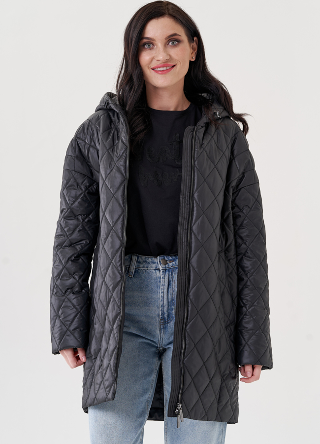 Женское полупальто с капюшоном  модель № 24416 в рассрочку