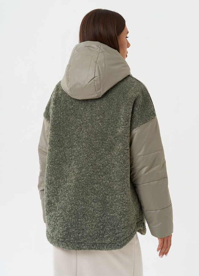 Комбинированная куртка с капюшоном модель № 28105 универмаг малина