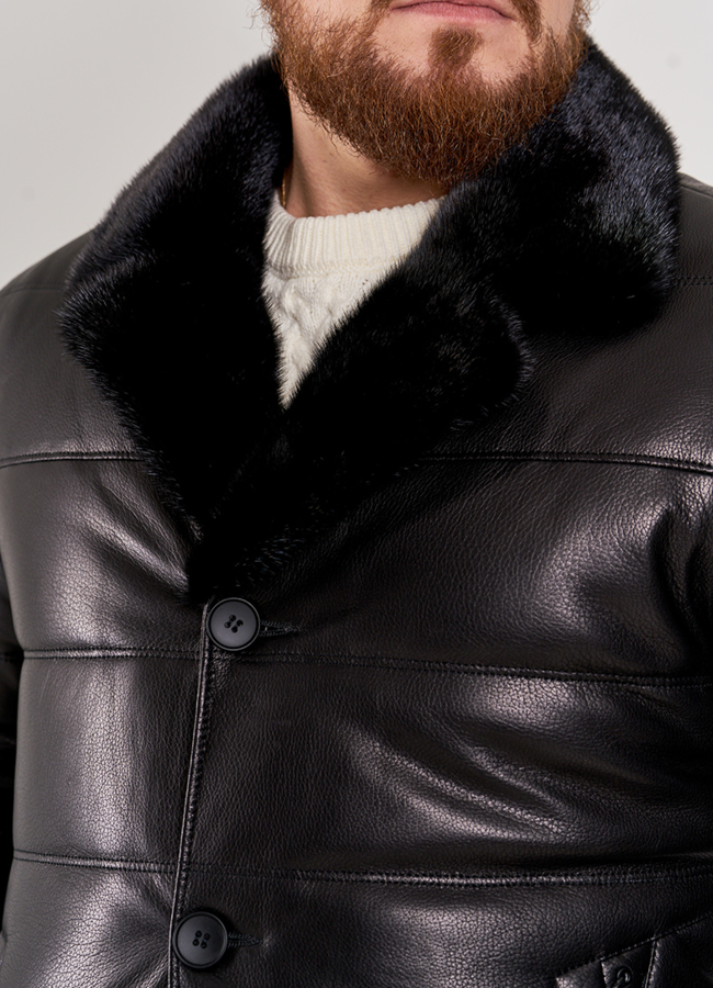 Мужской пуховик с английским воротником модель № П-502 в рассрочку