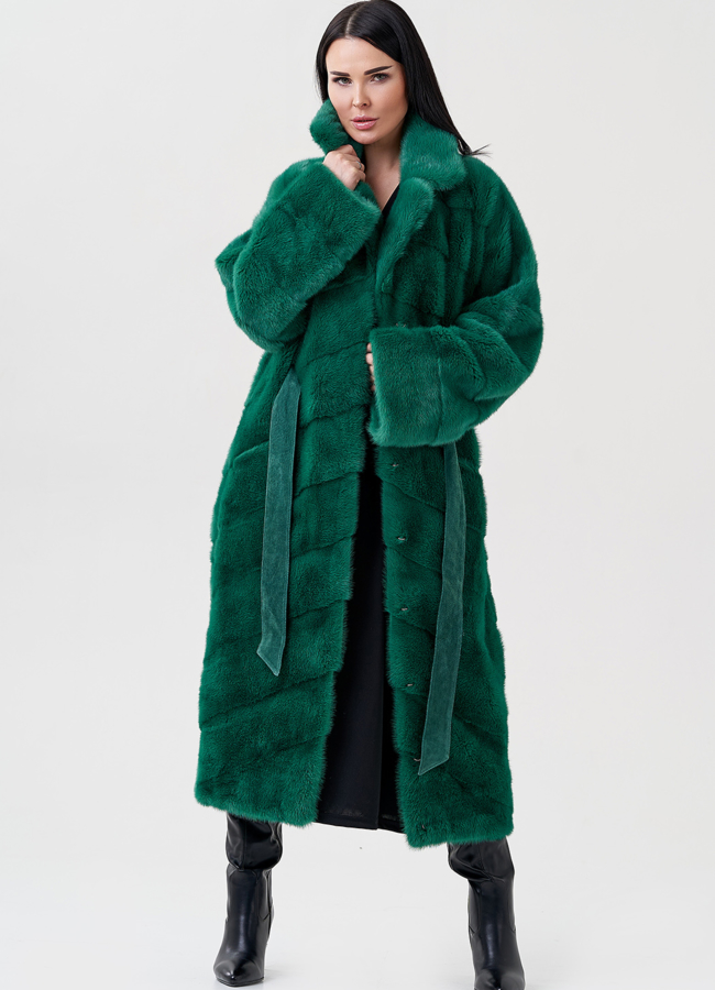 Норковая шуба с английским воротником  модель № 23820 универмаг малина