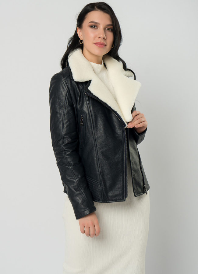 Куртка из натуральной кожи с мехом модель № 62294 универмаг малина