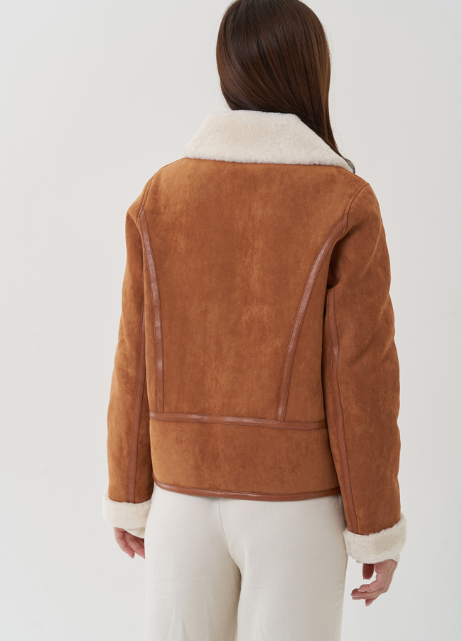 Женская дубленка из эко замши  модель № 25355 универмаг малина