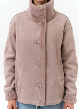 Женская двухсторонняя дубленка из эко замши