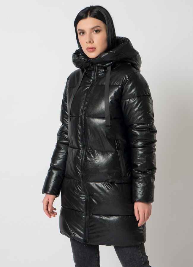 Пуховик из эко кожи модель № 2123-1 универмаг малина