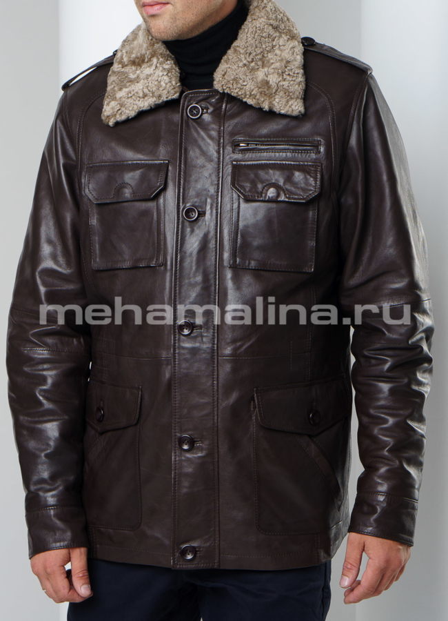 Утепленная куртка модель № KP-197 меха малина