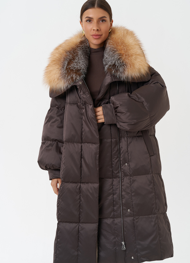 Пуховик с мехом лисы модель № 28853 универмаг малина