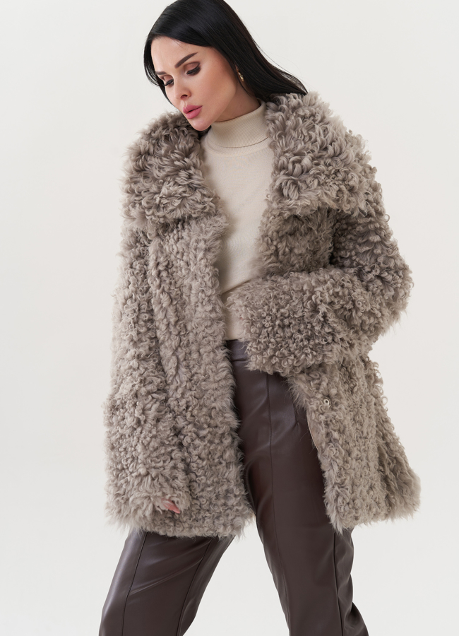 Двухсторонняя натуральная дубленка модель № 26832 универмаг малина