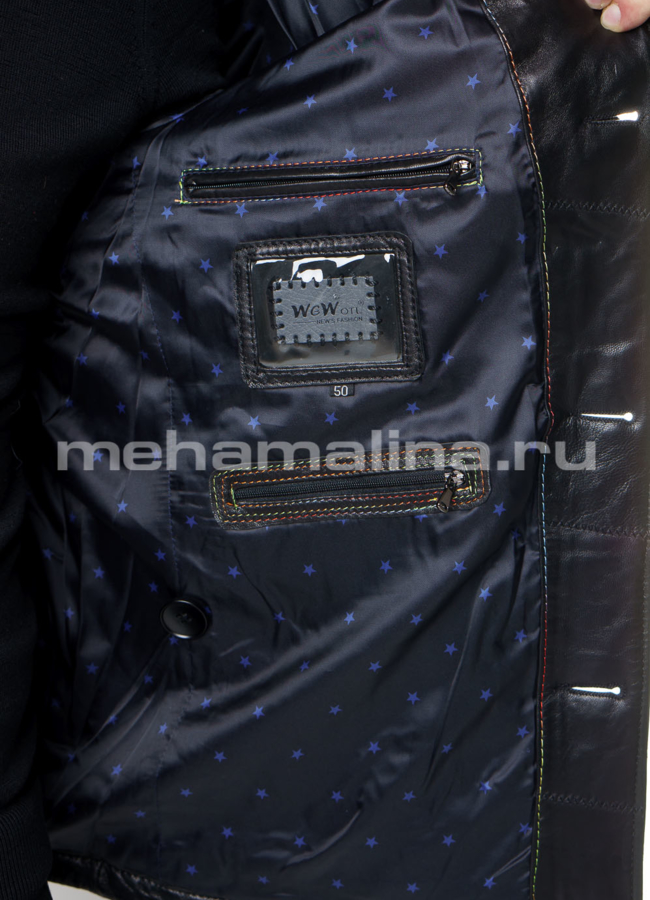 Кожаная куртка модель № KP-216 универмаг малина